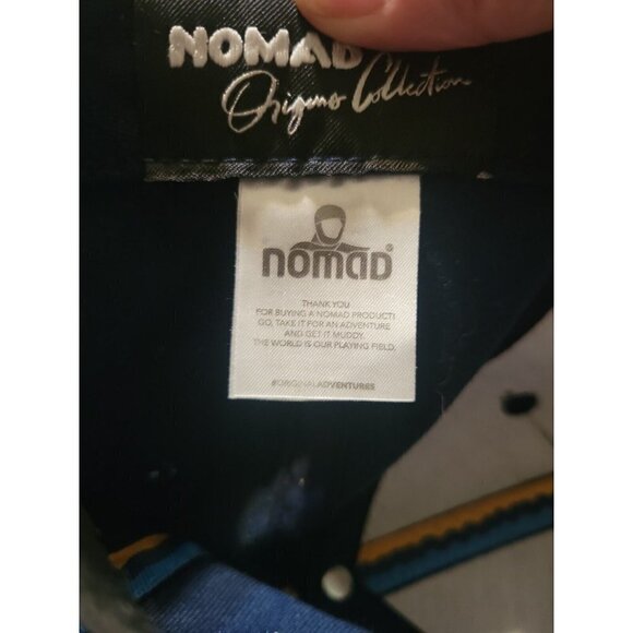 RARE‎ NOMAD Original Outdoors Navy Blue Yellow ONE SIZE Leather Baseball Hat Cap - Picture 6 of 6